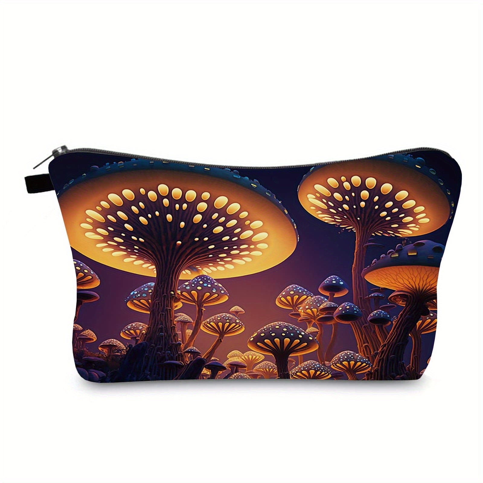 Cute Mushroom Pattern Cosmetic Pouch with Toiletry and Washing Bag