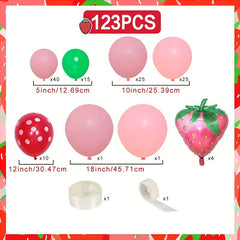 123pcs Strawberry Balloon Arch Kit for Baby Shower Birthday Party