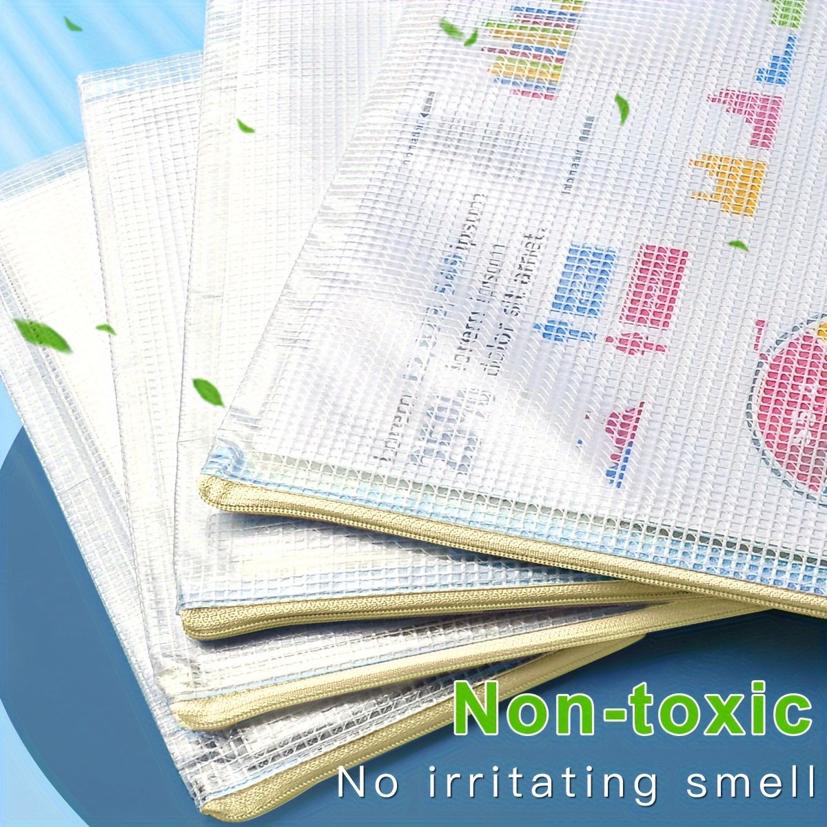 100pcs Mesh Zipper Bags Waterproof File Folders Beige File Bags