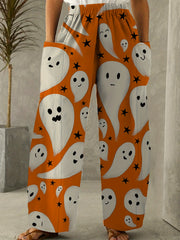 Women's Plus Ghost Print High Rise Wide Leg Pants