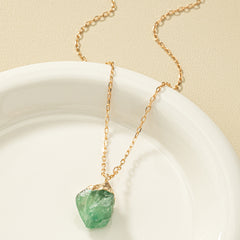 Irregular Crystal Stone Pendant Necklace 14k Plated Women's Necklace