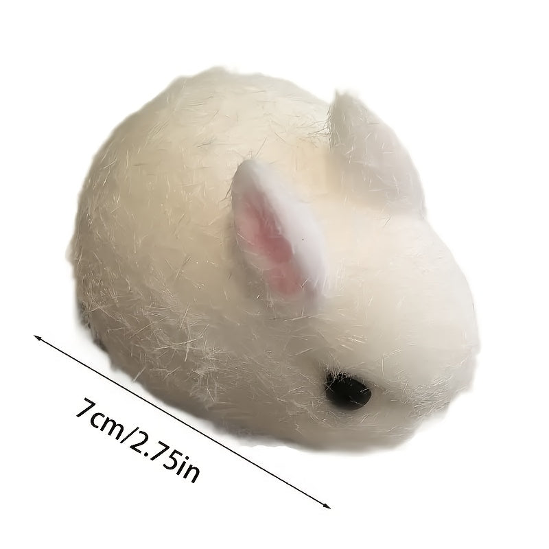 2pcs Mini Soft Rabbit Toy Fluffy Pink Realistic Eyes Desk Decor Office Relax