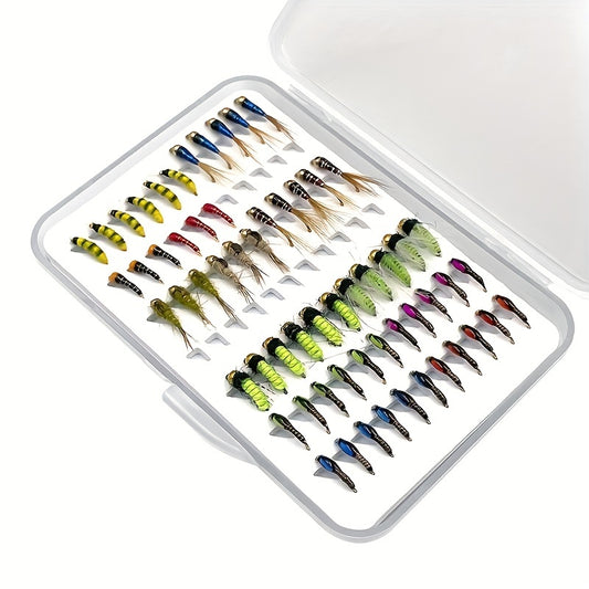 61pcs Hand Tied Fly Fishing Flies Assortment for Trout Dry Wet Flies Scud Nymphs