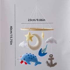 Handcrafted Multicolor Beach Sailboat & Dolphin Mobile Textile Bed Bell