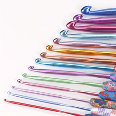 14pcs Crochet Hooks Set Aluminum Ergonomic Handle Yarn Craft Gift Women