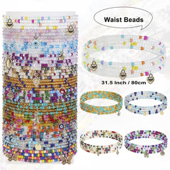 Colorful Beaded Body Chain Elastic String Waist Chain