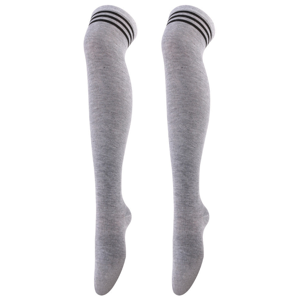 Striped Trim Thigh High Socks Over The Knee Stockings