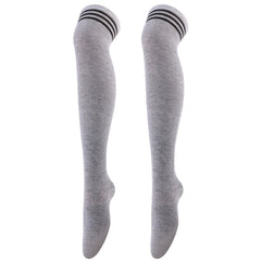 Striped Trim Thigh High Socks Over The Knee Stockings