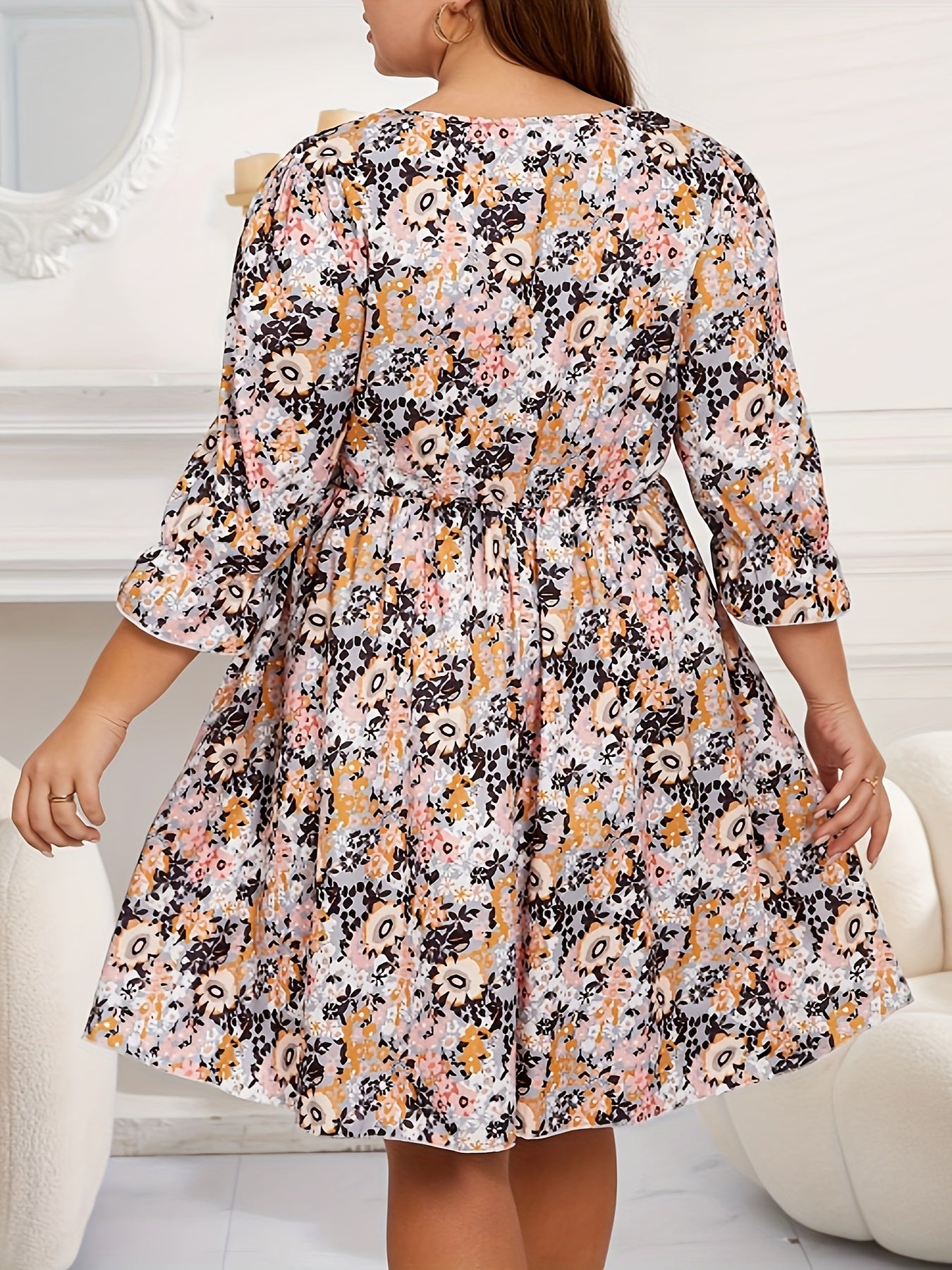  Boho Dress Women's Plus Ditsy Floral Print