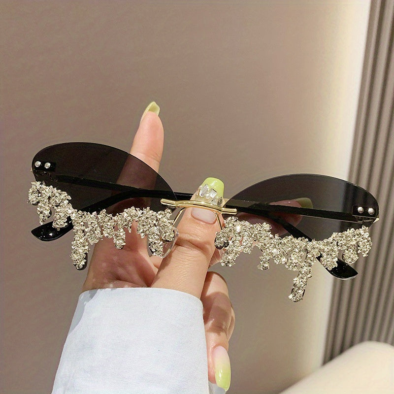 Y2K Rhinestone Flame Sunglasses for Women