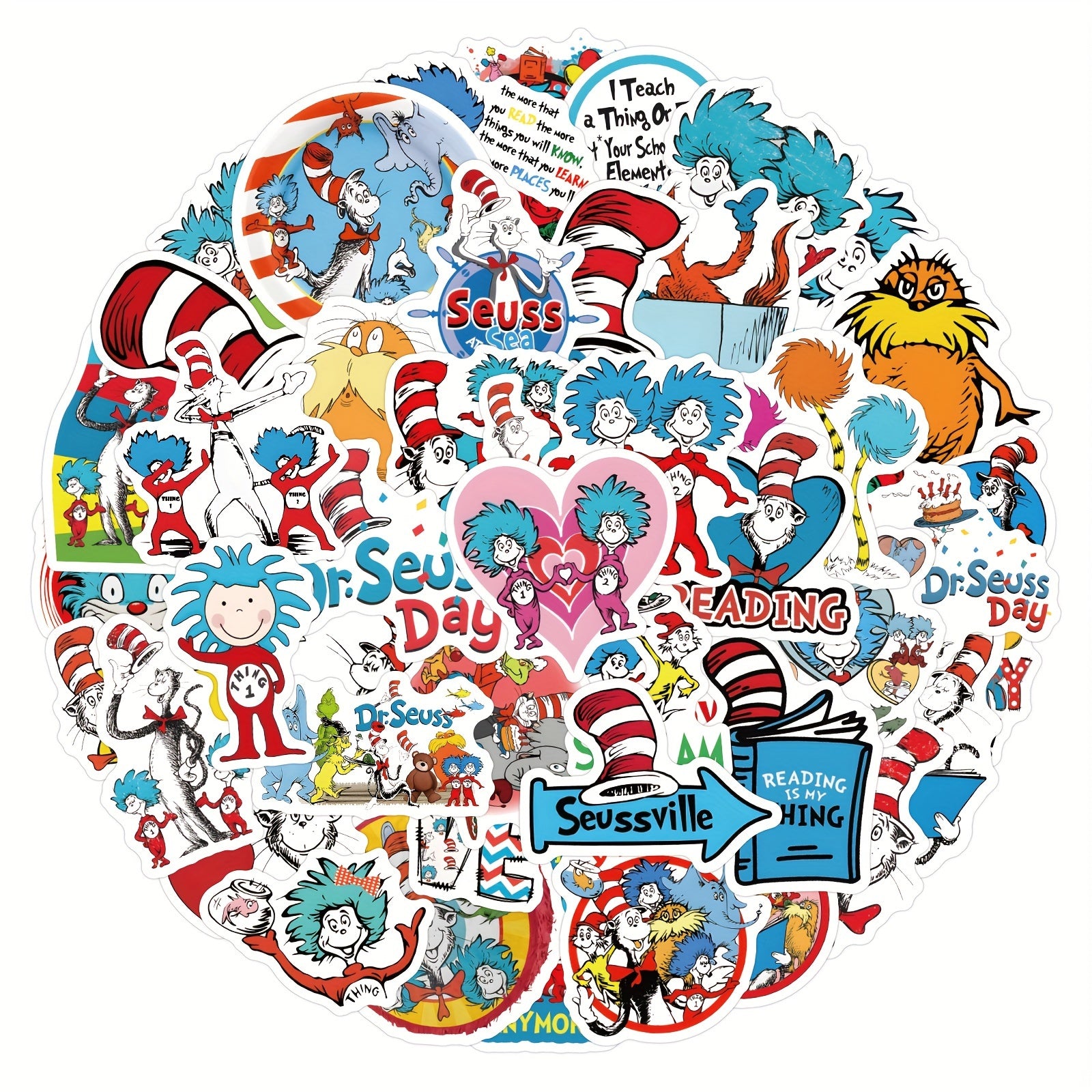 60pcs Dr Seuss Stickers Set