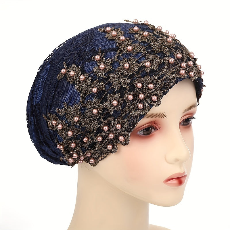 Turban Cap Flower Embroidery Head Wrap Elastic Bonnet Bohemian Chemo Hats