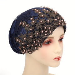 Turban Cap Flower Embroidery Head Wrap Elastic Bonnet Bohemian Chemo Hats
