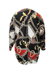  Baroque Print Long Sleeve Mini Dress