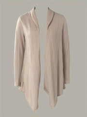  Solid Cable Long Sleeve Open Front Cardigan