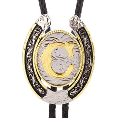 Western Cowboy Zinc Alloy BOLO Tie Letter C Shirt Accessories
