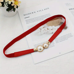 Faux Pearl Thin Belt for Women Dress Decoration