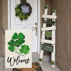 St Patrick's Garden Flag 30 48x45 72 Cm Double Sided Green Shamrocks Clovers