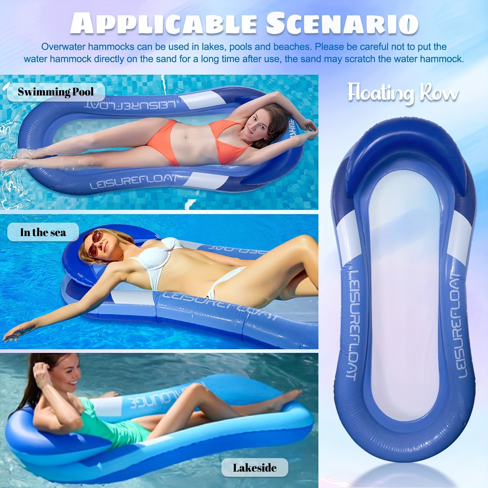 Inflatable Floating Hammock with Sunshade for Adult Pool Relaxation
