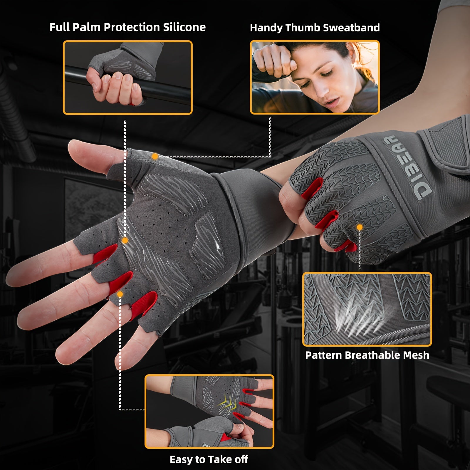 Non Slip Fitness Training Gloves Breathable Wear-Resistant Half Finger