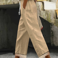  Lace Drawstring Harem Trousers With Pockets