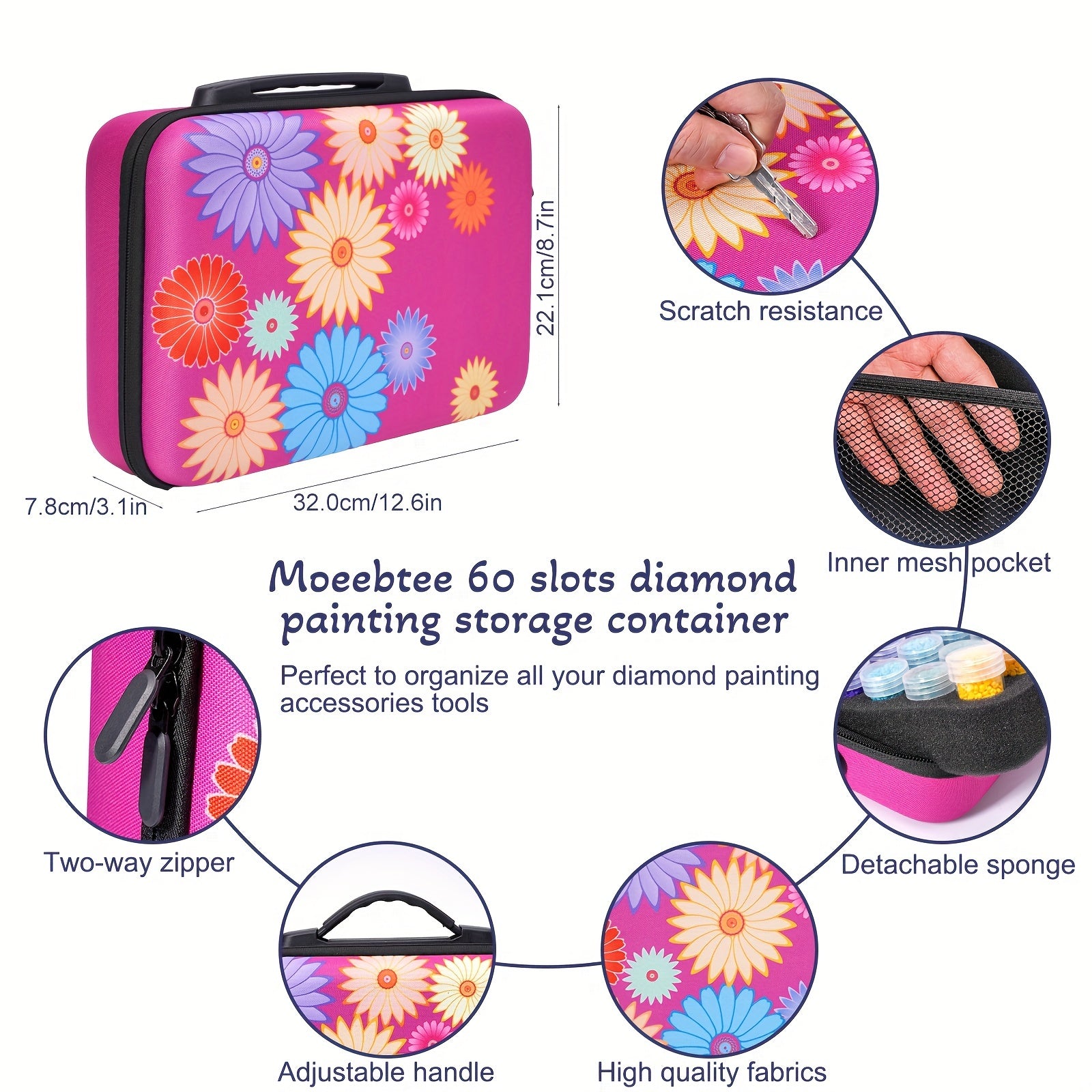 Diamond Painting Tools Organizer Kit with 60 Slots - Rhinestone Bead Storage