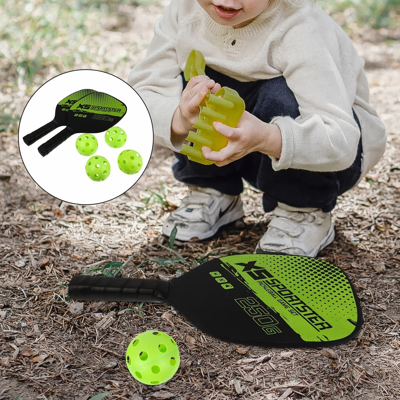 Portable Pickleball Starter Set with Paddles & Balls for Training