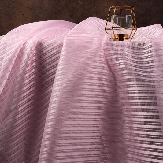 Sheer Organza Fabric Stripe Party Bridal Wedding Dress Craft