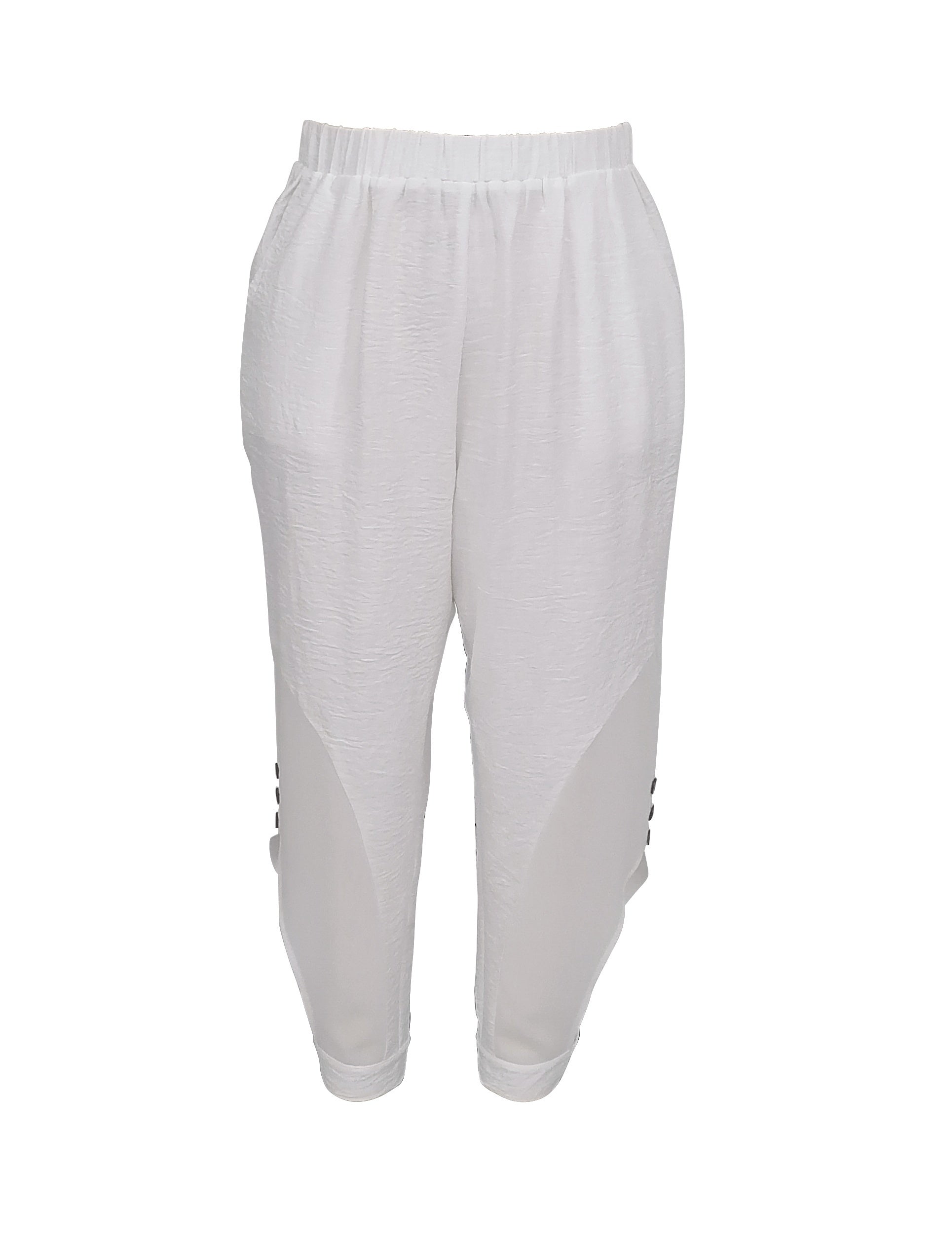  Casual Pants Women's Plus Solid Side Cut Out Button Decor