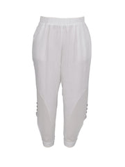  Casual Pants Women's Plus Solid Side Cut Out Button Decor