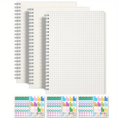 3 Pack Spiral Notebook Mesh Lined Blank 100gsm Thick Paper