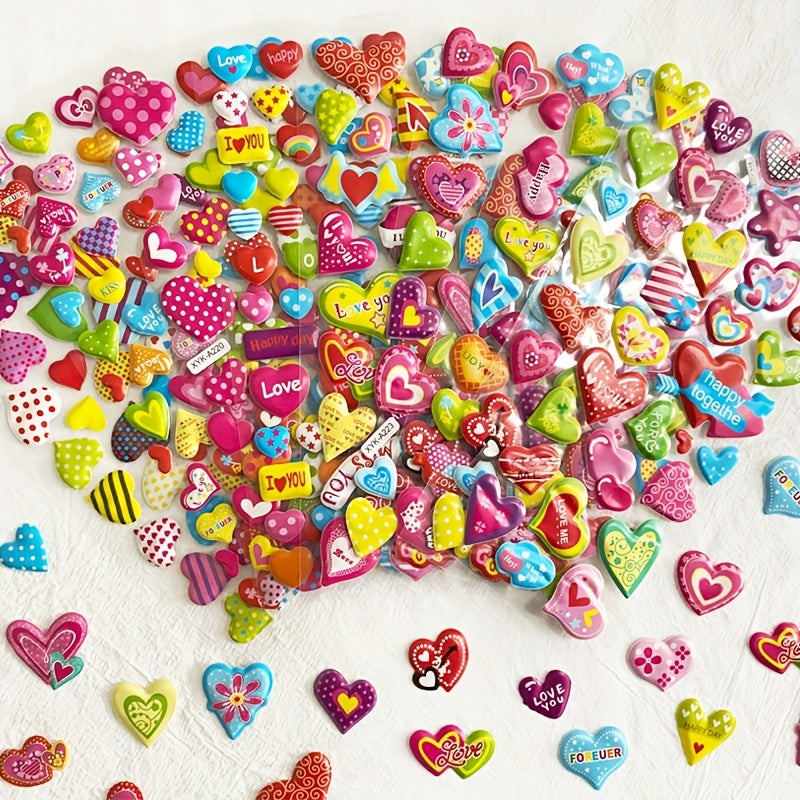 3D Love Heart Shape Stickers for Kids - Pack of 12
