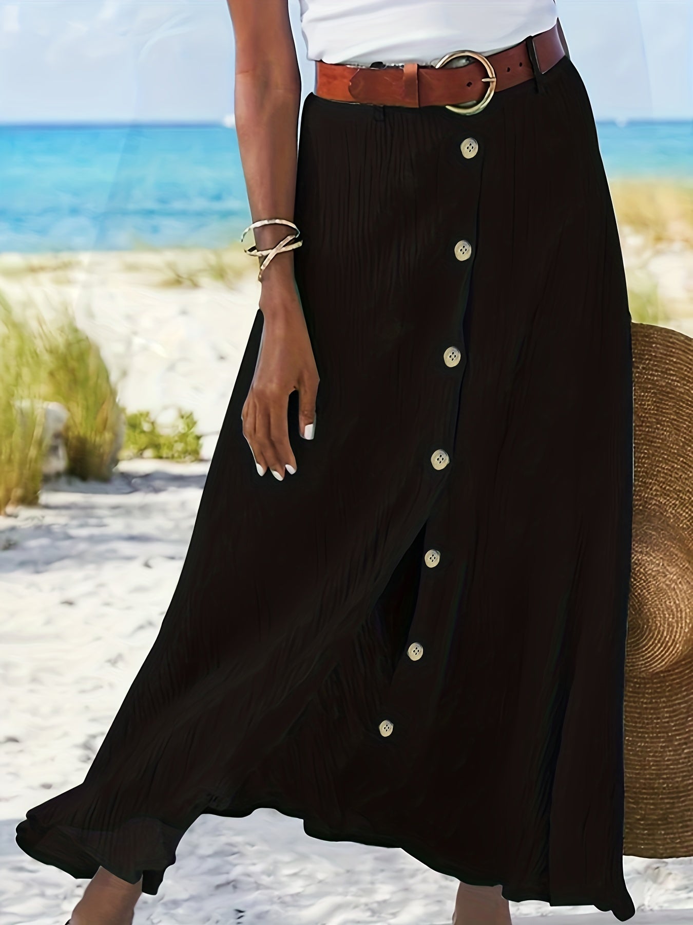  Women's Button Up Ruched Skirt