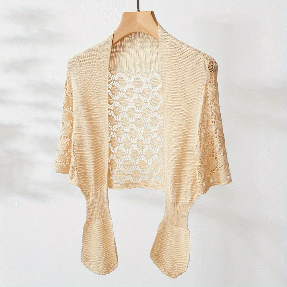 Solid Knitted Shawl Hollow Out Wraps Warm Cape Scarves