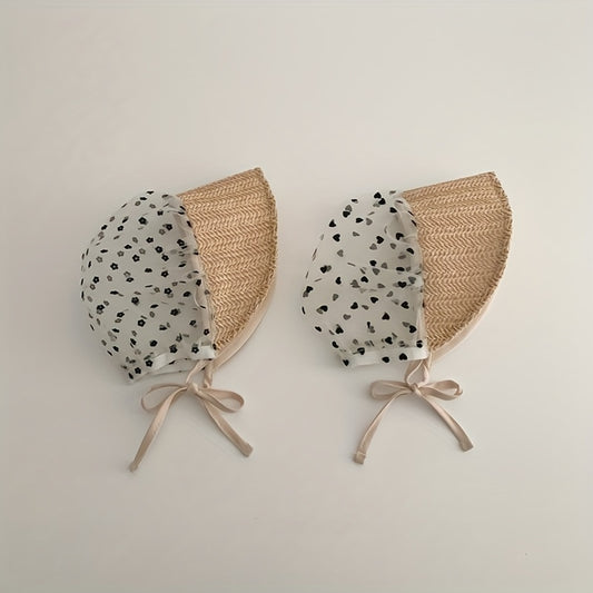 Baby Lace Sunshade Straw Hat for Spring Summer Travel Seaside