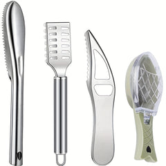 4pcs Stainless Steel Fish Scale Remover Fish Scaler Brush Fish Scaler Cleaner