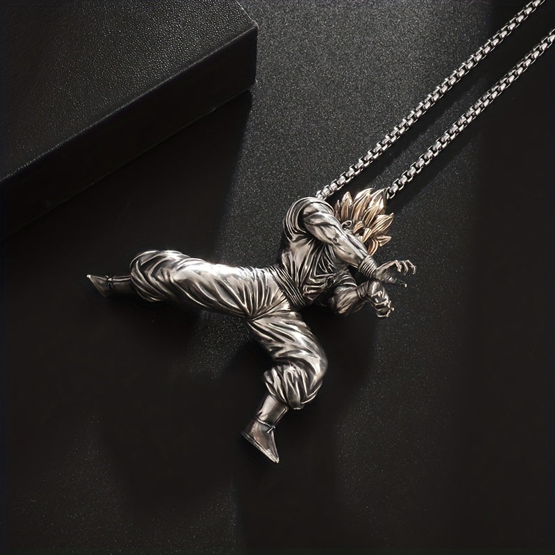 Yellow Hair Kung Fu Man Pendant Necklace For Men Kids Anime Exhibition