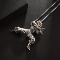 Yellow Hair Kung Fu Man Pendant Necklace For Men Kids Anime Exhibition