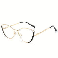Cat Eye Clear Lens Metal Frame Glasses