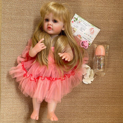 Realistic 55 Lifelike Youngsters Girl Reborn Doll with Dress & Accessories