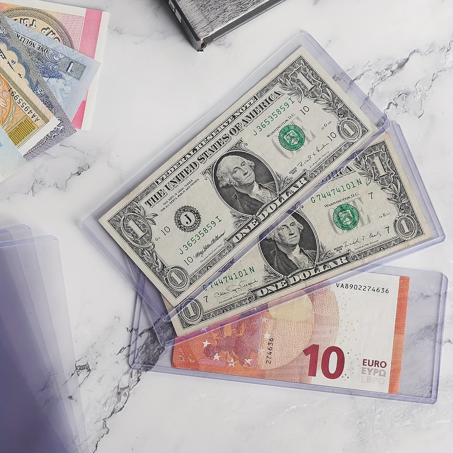 10pcs Currency PVC Coin Top Mount Sleeve Display Holder Clear
