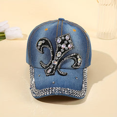 Denim Y2K Baseball Cap Rhinestone Decor Washed Distressed Sun Hat