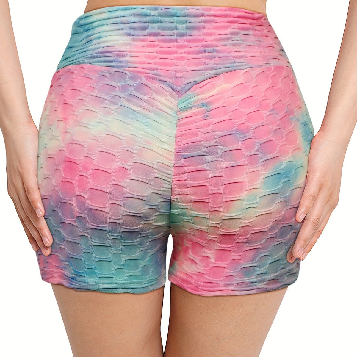 Tie Dye Honeycomb Running Shorts High Waist Yoga Activewear