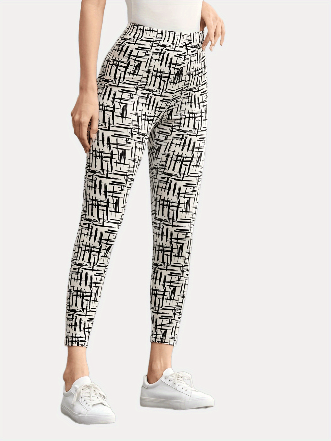 Newspaper Print High Waist Bodycon Leggings