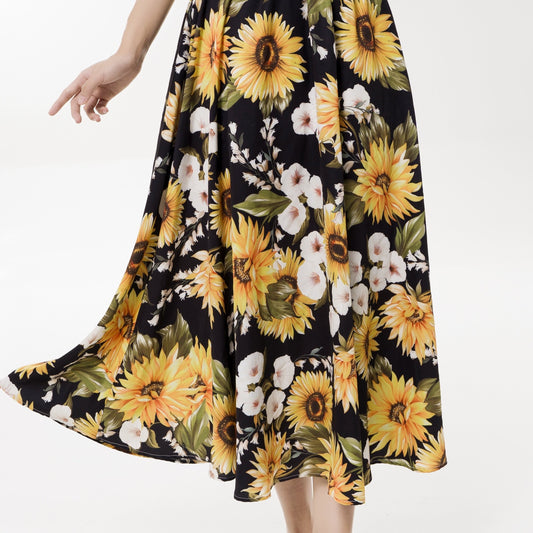 Floral Print High Waist Midi Skirt for Women