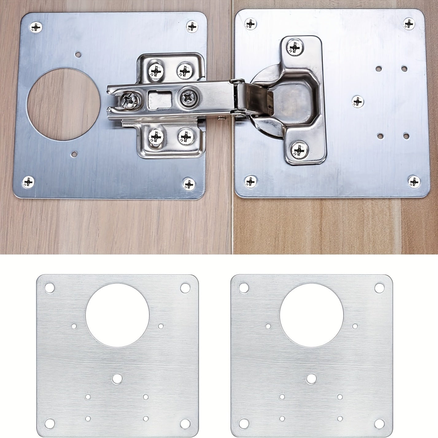 2pcs Stainless Steel Cabinet Hinge Repair Plate with Mounting Screws