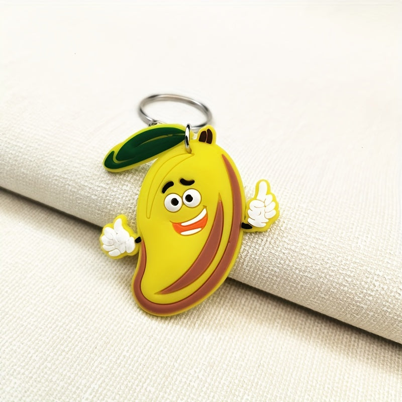 2pcs Cartoon Fruit Keychain Watermelon Banana Key Ring Pendant Bag Accessories