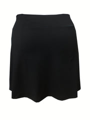  Solid Stretch Tennis Skort With Pockets