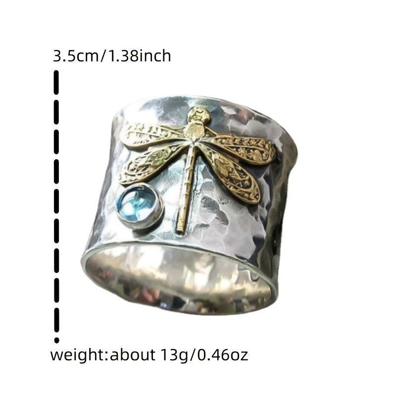 Men's Wide Brim Dragonfly Gem Ring
