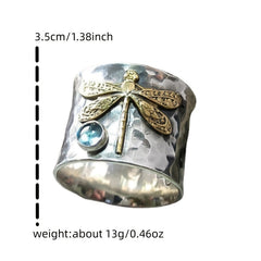Men's Wide Brim Dragonfly Gem Ring
